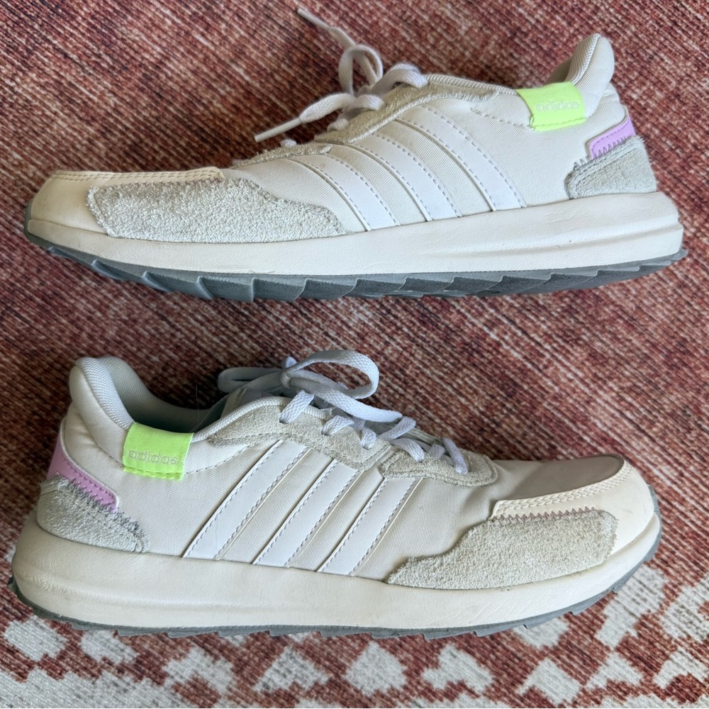 Adidas White and Gray Sneakers with Neon Accents